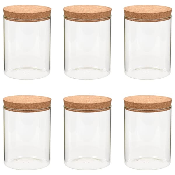 vidaXL Glass Storage Jars with Cork Lids 6 pcs 650 ml Transparent transparent