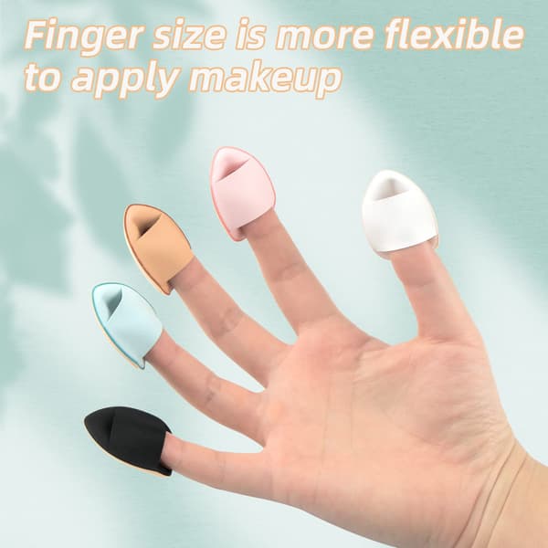 Minipudderputer for fingre, sett med 12 minipudderputer, egnet for foundation, concealer og øyenskygge