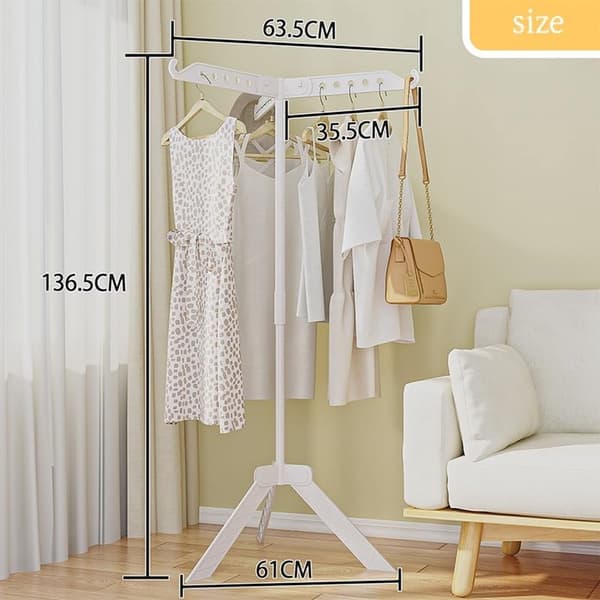 Clothes Drying Rack, Foldable, Indoor Outdoor Drying Rack, 360° Rotatable, Drying Rack with 3 Hook Arms, White