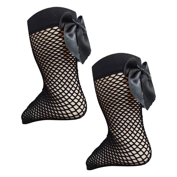 Piger Strømpebukser med Sløjfe og Fiskenet Design Søde Bløde Åndbare Mid-Calf Strømpebukser til 3 til 12 År Gamle Børn
