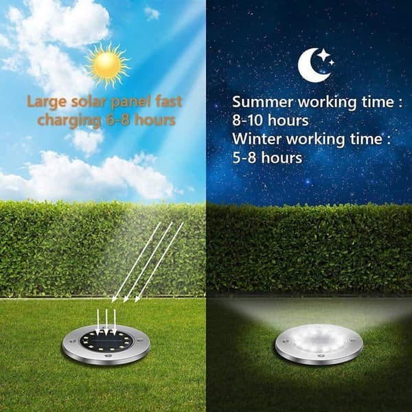 12LED Solcellelampe Utendørs, 12 stk. Hagelys 6000K Vanntett IP65 Solcellelampe Innfelt Spotlight