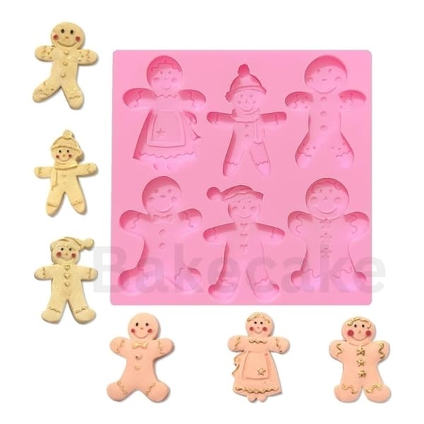 Peberkageform Silikoneform, Jule Peberkagefamilie Silikoneform - Bakecake Rosa pink