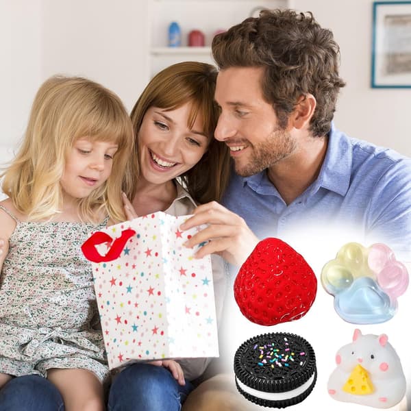 4 stk Taba Squishy Sæt, Jordbær + Hamster + Kattepote + Hamster + Oreo, Fufu Squishy Squishe Legetøj Stresslindring-FX-