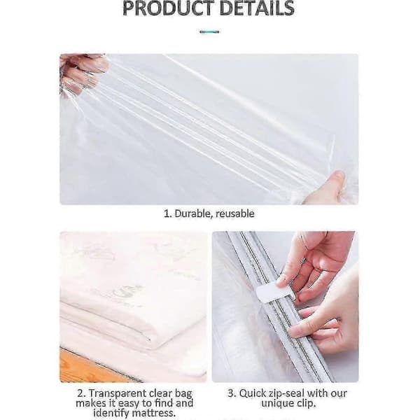 Large Vacuum Storage Bags for Mattress Clothes Waterproof Lockable Reusable Space Saving Compression Mattress 80% No Vacuum Pump 220*100cm