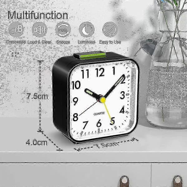Battery Operated Alarm Clock Silent Desk Clock Simple Analog Table Clock