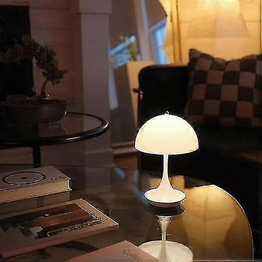 Trådløs Soppbordlampe, Retro Sopplampe med Dimbar LED-Nattlampe