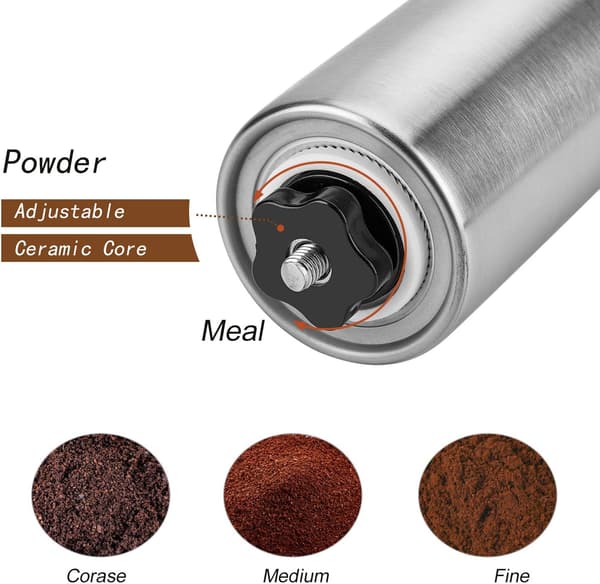 Coffee Grinder, Stainless Steel Grinder with Adjustable