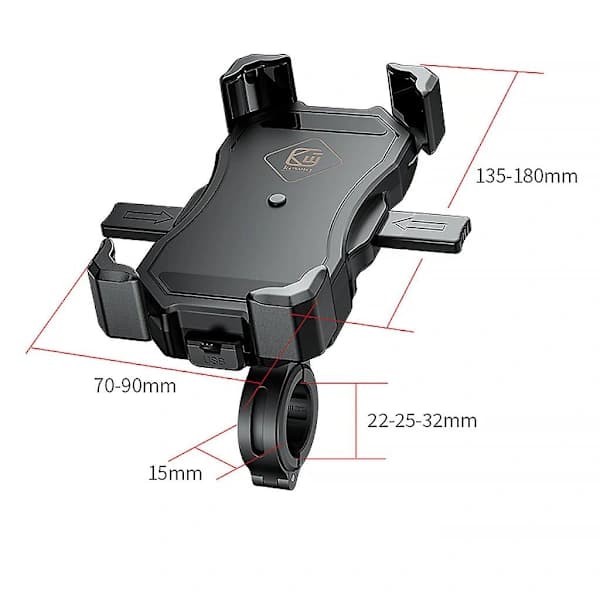 Cykel Motorcykel Telefonholder Hurtigoplader Styrklemme