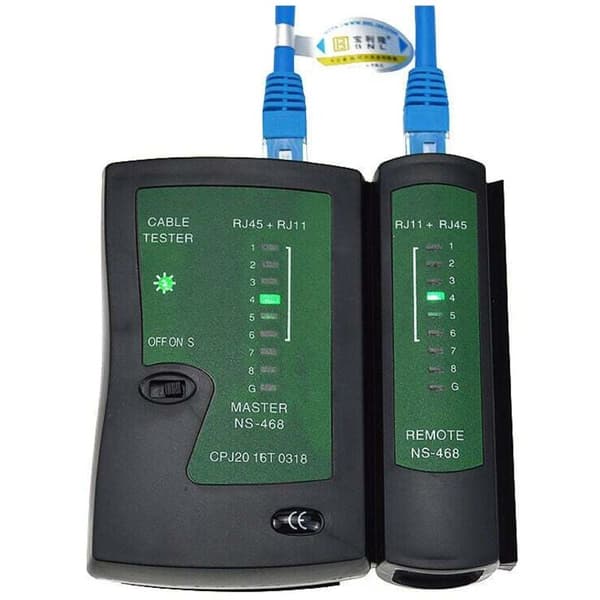 1 stk Sort Netværkskabeltester RJ11 RJ12 RJ45 Netværkskabeltester ISDN Patchkabeltester