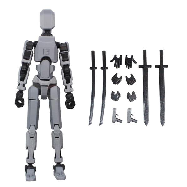 T13 Actionfigur, Titan 13 Actionfigur, Robot Actionfigur, 3D-printet Action, 50% Tilbud[HK] Grå