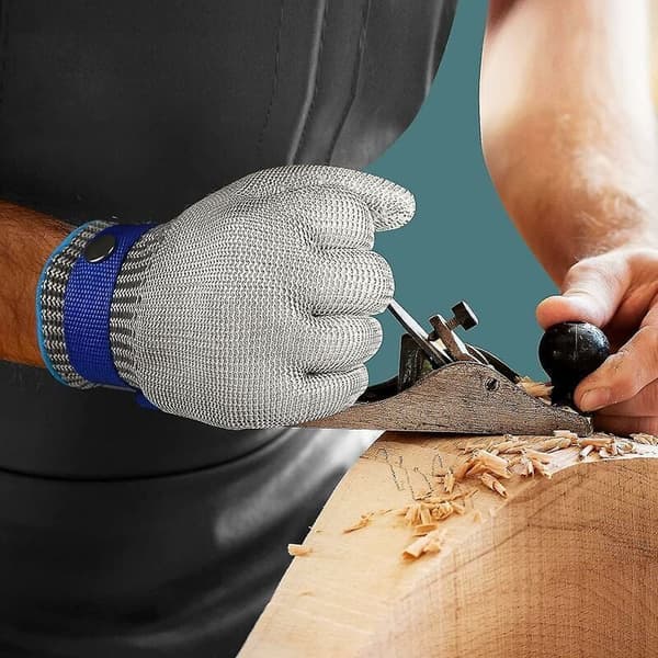 Cut Resistant Gloves Level 9, Stainless Steel Mesh, Size XL, Compatible with Braun