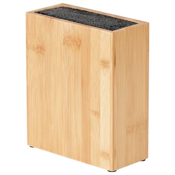 Bambupuinen veitsiteline irrotettavilla harjaksilla, 19,5x9x23 cm