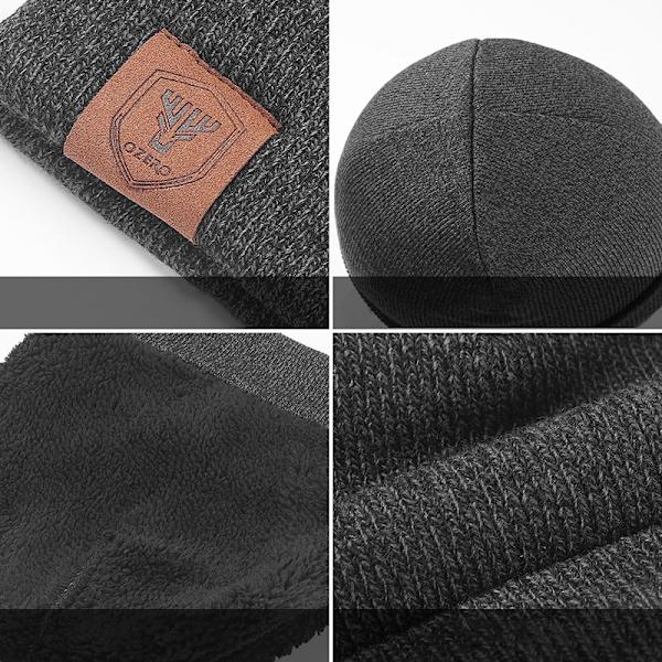 Warm Winter Beanie - One Size Fits All Black Grå