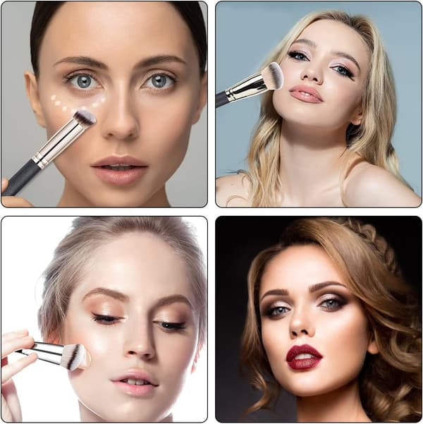3 stk. makeupbørster, foundationbørste, ansigtsbørste, concealerbørster, makeupbørstesæt til fejlfri blanding af flydende creme og pudder