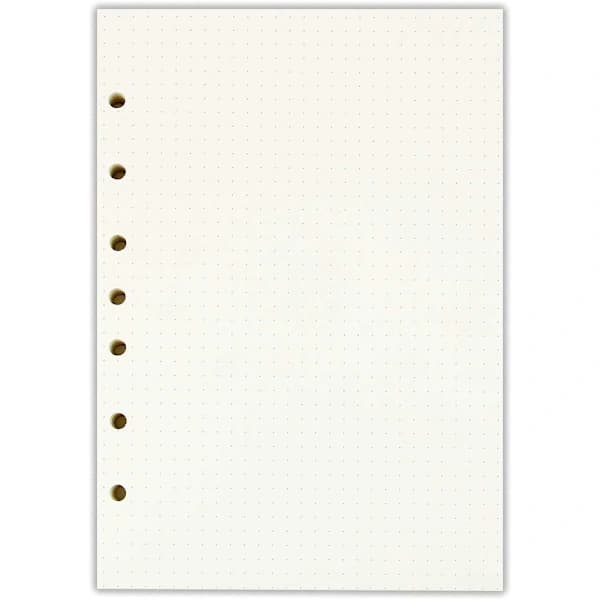A5 6-håls ringpärm/planeringskalender refill-papper för Filofax, 6 hål, 45 ark/90 sidor, prickrutigt