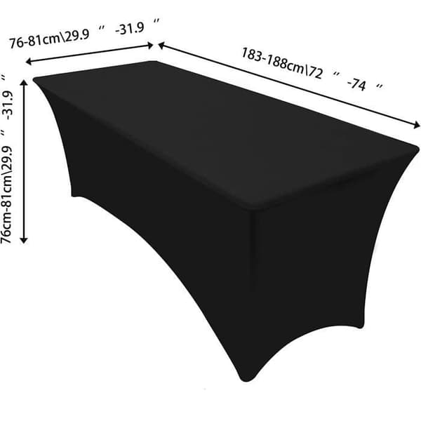 Strekk Lycra Duk for 6ft Bord - Svart - Rektangulær - Ensfarget