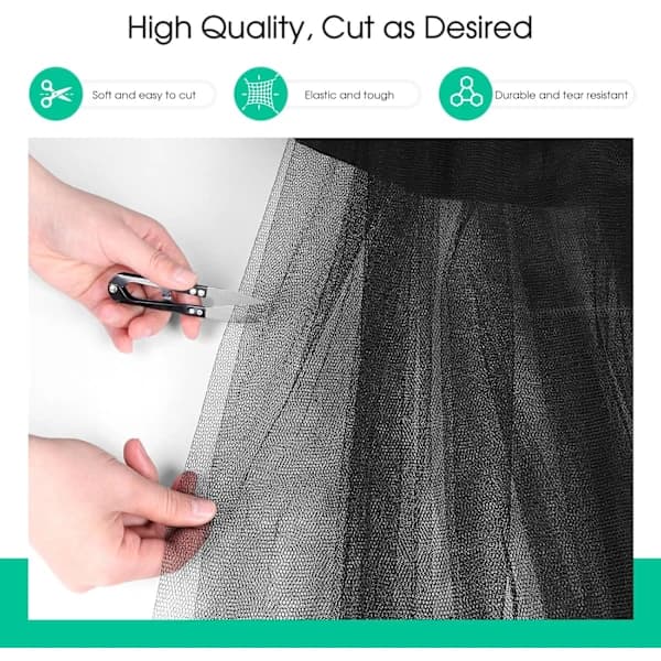 Mosquito Netting 2.4 x 10 m Fine Polyester Insect Protection for Garden Vegetables DIY Project Terrace Balcony Black