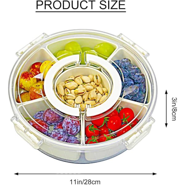 Divided Tray with Lid and Handle, Fruit Container for Refrigerator, Snack Box, Divided Storage Box for Lunch Boxes【CoPl】