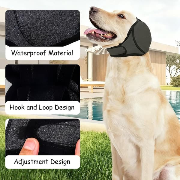 Dog Earmuffs with Adjustable Velcro, for Noise Protection during Bathing and Fireworks, M (Head 35-48cm), 1 Piece