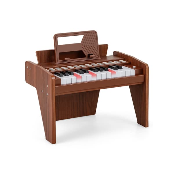 Digitalpiano til børn med 25 tangenter - justerbar hastighed, brun