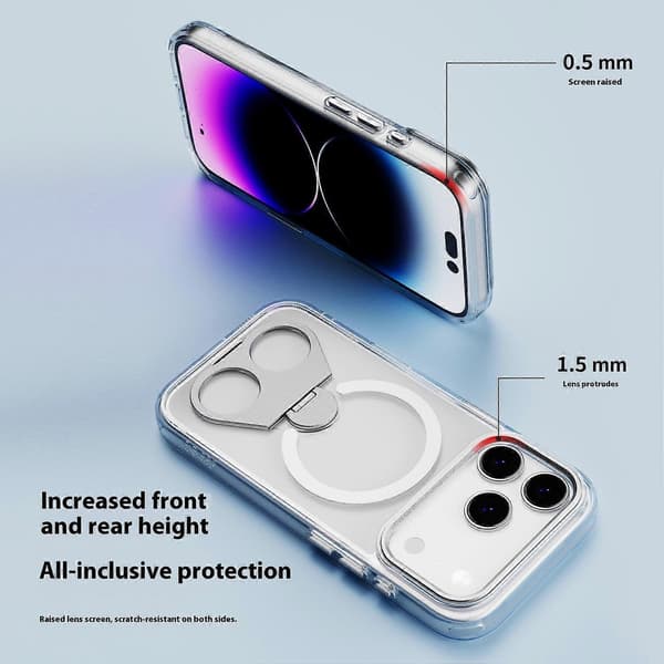 TKdaddy For iPhone 17 Pro Phone Case Compatible with MagSafe TPU Acrylic Back with Ring Stand Black