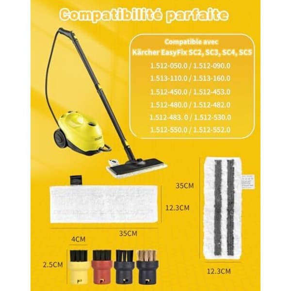 Kärcher Steam Cleaner Accessory 14-pack - Compatible with SC2 SC3 SC4 SC5 - 4 Floor Cloths 3 Scouring Pads 3 Hand Nozzle Covers 4 Round Brushes