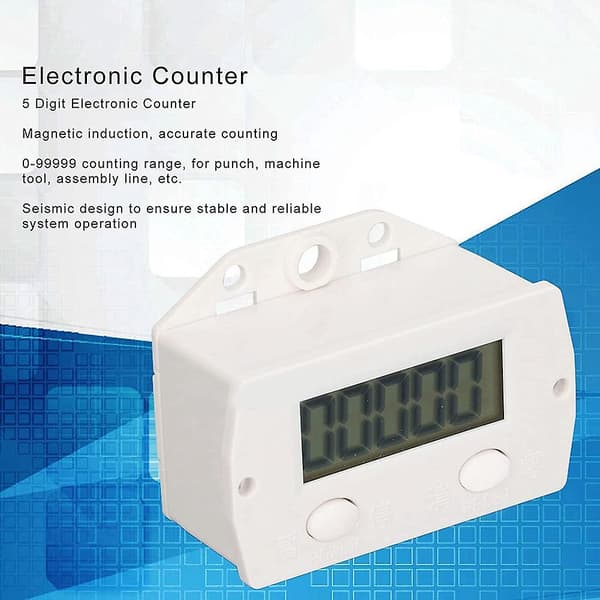 5-sifret Elektronisk Digital Display Teller Nærhet Industriell Magnetisk Sensor Bryter Slagteller Hvit White