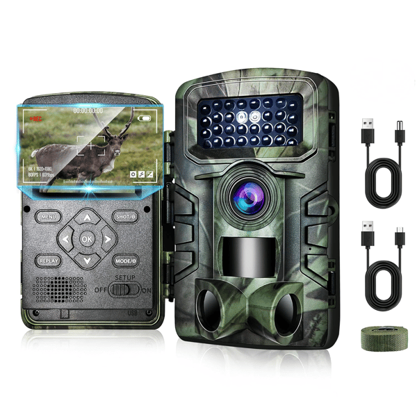 Trail Camera, 58MP Full HD Trail Camera, IP66 Waterproof Animal Camera, Trail Camera with 2.0 inch Video Screen