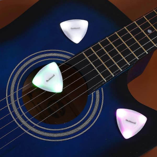 3 st LED Lysande Gitarrplektrum Gitarrtillbehör Akustisk Folkgitarr Plektrum