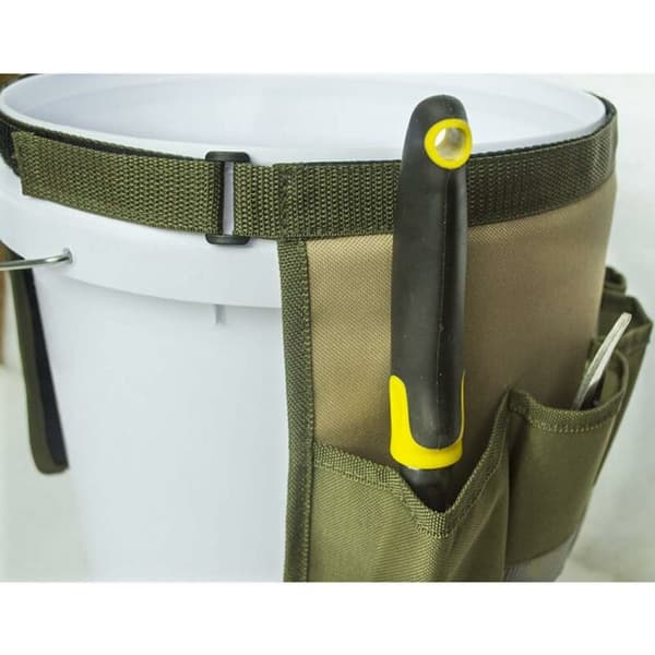 Waterproof 600D Oxford Tool Belt with Transparent Pockets, Foldable Garden Organizer, Green (35x27cm)