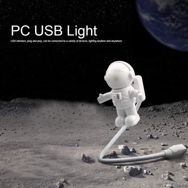 USB LED-leselys, energibesparende astronaut rommann-formet mini USB LED-nattlys for bærbar PC