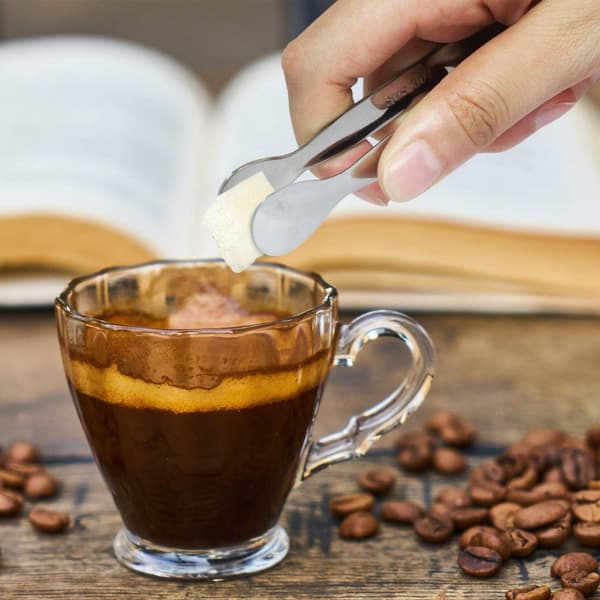 6-delte istænger, mini sukkertænger, 10,8 cm, rustfrit stål, små serveringstænger til forretter, teselskaber, caféer og desserter (sølv)