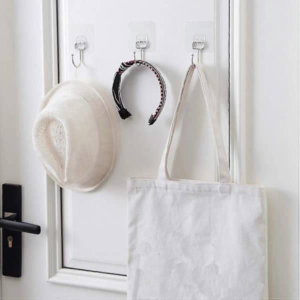 2024 Suitable Clear Self-Adhesive Hook, 8 Pieces Waterproof Heavy Duty Clear Hooks, 20 kg (Max) Bathroom Self-Adhesive