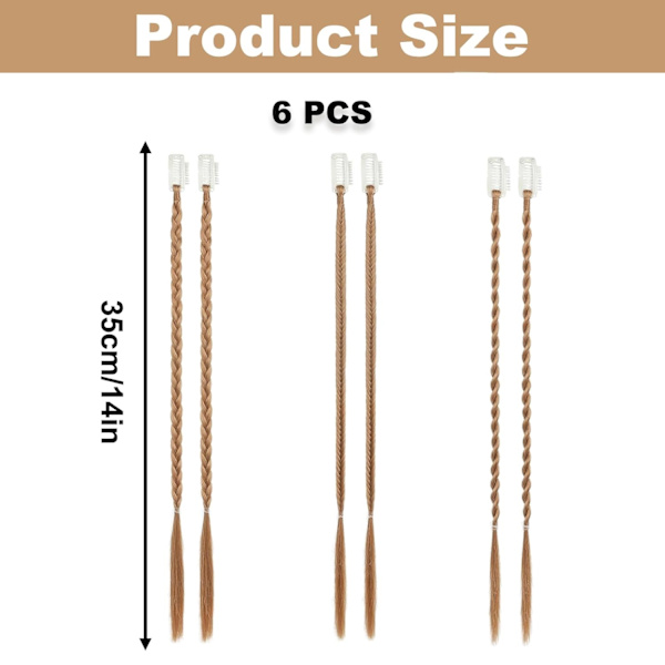 6PCS Flätade Hårförlängningar med Klämma 6PCS Blonde