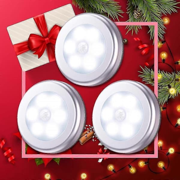3-pack Motion Sensor Light, Cordless Battery Operated Light, Automatic Night Light With 3m Self-Adhesive Pads