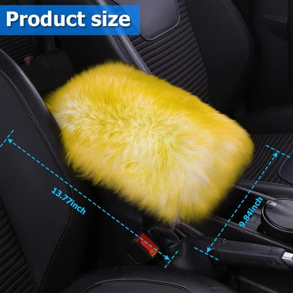 Furry Auto Senterkonsol Dekselpute, Ekte Saueull Bil Armlene Sete Boks Deksel