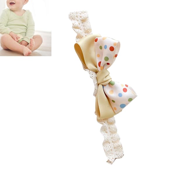 Babyhårbånd med sødt bølget prikdesign Elastisk hårbånd Håraccessories Lysegul