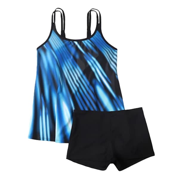 Baddräkter för kvinnor, 2 st Tankini-set, simtopp med låg midja och boyshorts