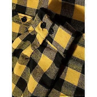 Hætteflonelsskjorte til mænd, afslappet ternet skjorte, langærmet stilfuld hættetrøje (3XL Gul)
