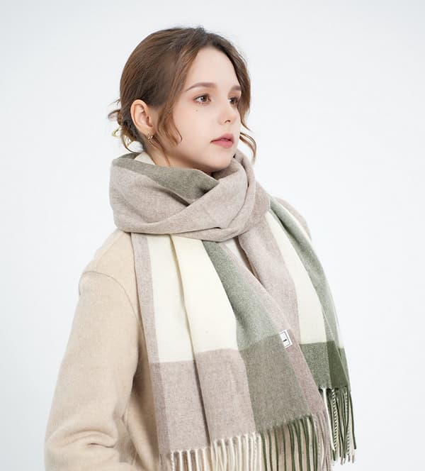 Vintersjal för Kvinnor Sjal Cashmere Känsla Fransar Rutig Stor Oversize Sjalar Omlott (Blå)