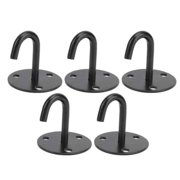 5 Pcs Heavy Duty Fixed Eye Plates Thickened Black 304 Stainless Steel J-Shaped Ceiling Mount Hanger