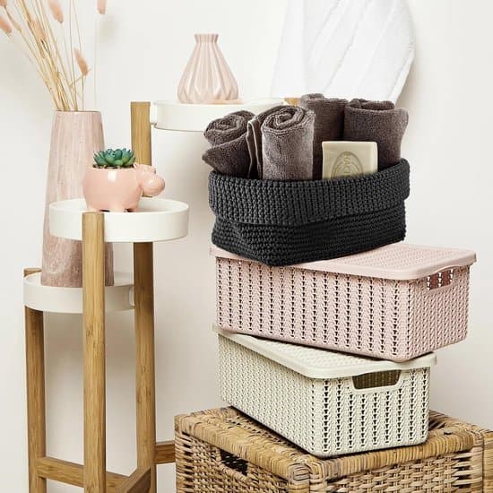 Crocheted Storage Basket - Compact - Black - Synthetic Fiber - 21x13x15.5 cm