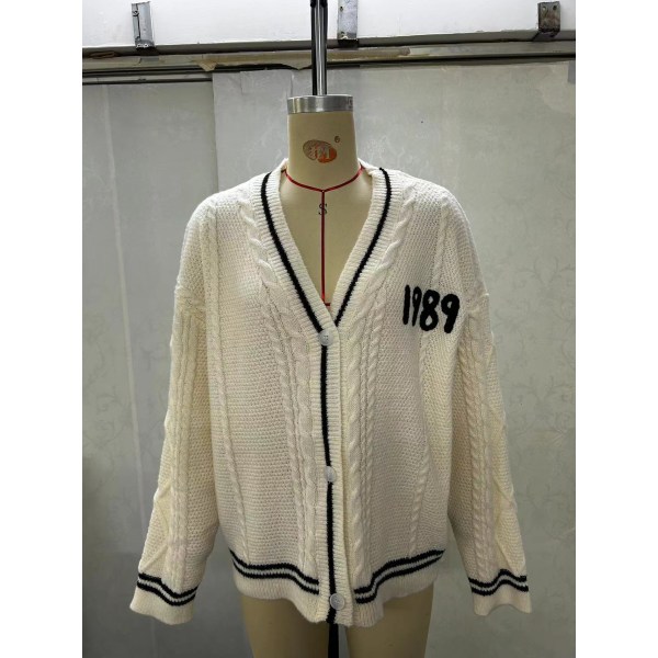1989 Taylor's Version Cardigan Seagull Broderad Taylor Swift stickad tröja Julklappar Beige XL