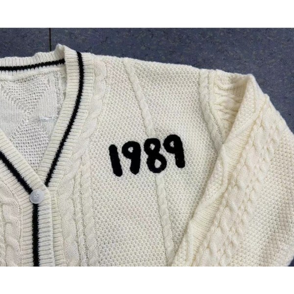 1989 Taylor's Version Cardigan Seagull Broderad Taylor Swift stickad tröja Julklappar Beige L