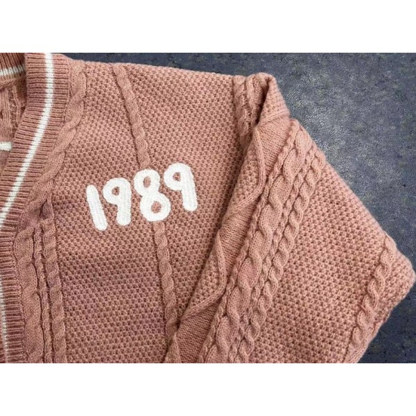 1989 Taylor's Version Cardigan Seagull Broderad Taylor Swift stickad tröja Julklappar Pink L