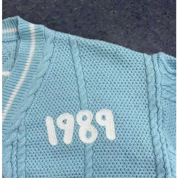 1989 Taylor's Version Cardigan Seagull Broderad Taylor Swift stickad tröja Julklappar Sky bule L