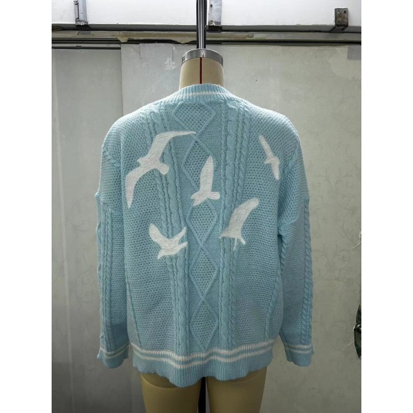 1989 Taylor's Version Cardigan Seagull Broderad Taylor Swift stickad tröja Julklappar Sky bule L