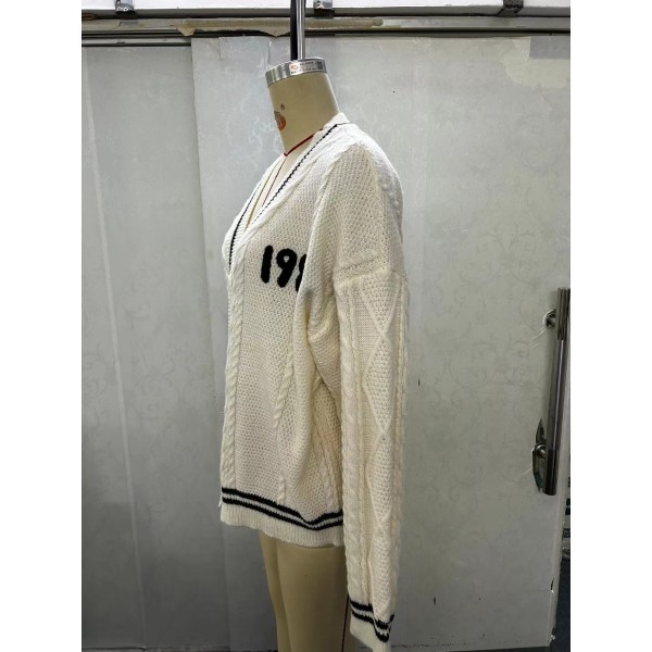 1989 Taylor's Version Cardigan Seagull Broderad Taylor Swift stickad tröja Julklappar Beige S