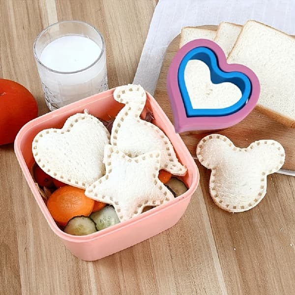 6-delt sandwichformsett, kutter og kakeform i rustfritt stål, bakeverktøy, DIY toastmaker