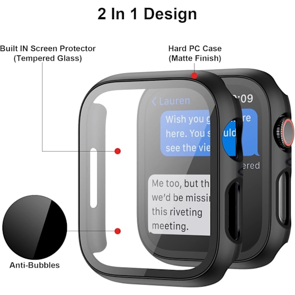 6-pakks etui for Apple Watch Series 3/2/1 38 mm med herdet glass 6-pakks 2 Y 6-Pack 2 38mm